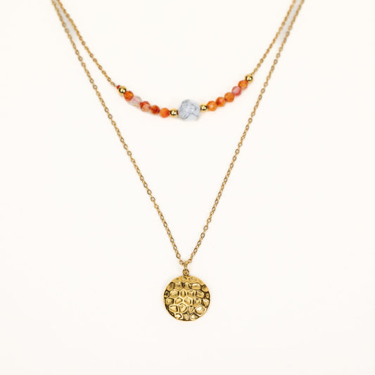 Pendentif Tiwaz - Cornaline, Howlite