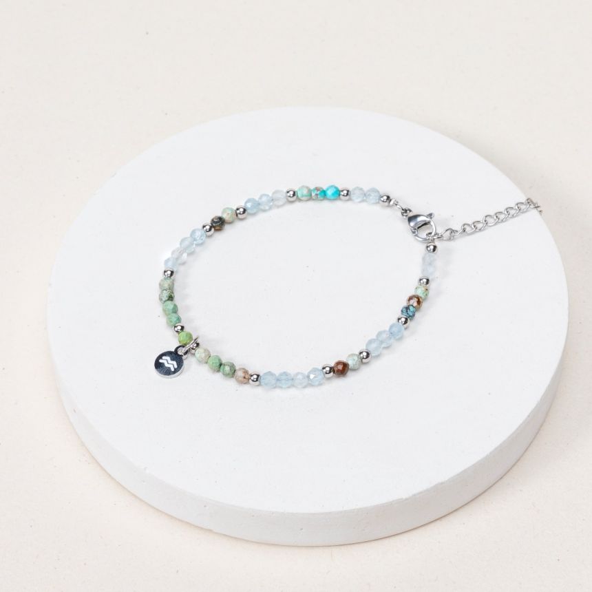 Bracelet Verseau - Aigue marine / Turquoise africaine