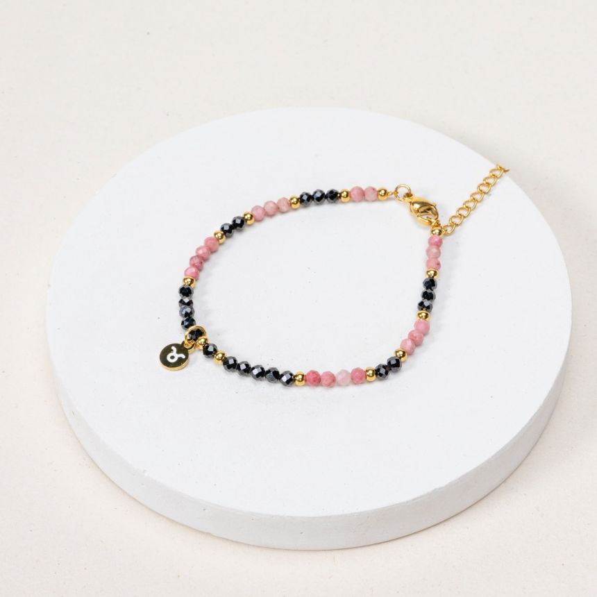 Bracelet Taureau - Rhodochrosite / Tourmaline 