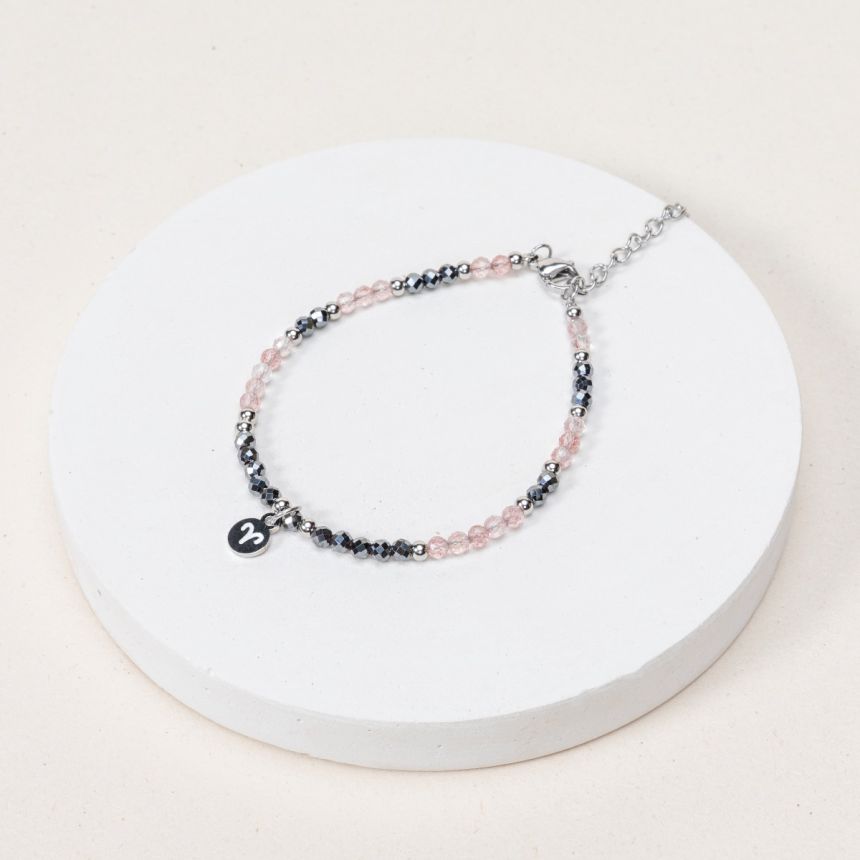 Bracelet Bélier - Quartz fraise / Hématite 