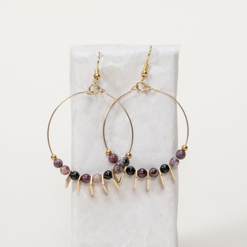 Boucles d'oreilles Sophia - Tourmaline Fleur de prunier 