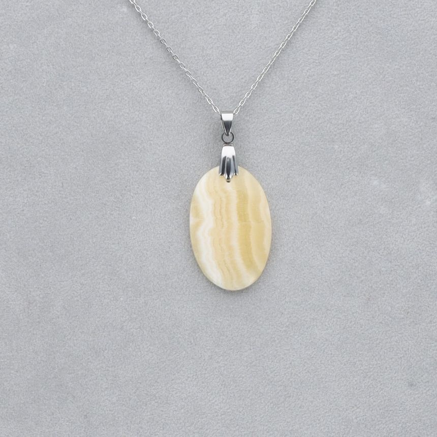 Agate Crazy Lace jaune Cabochon percé 17