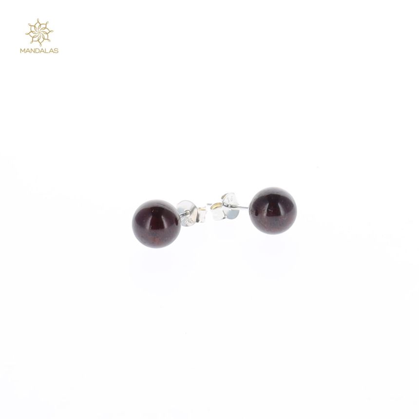 Boucles d'oreilles puces Jane - Grenat