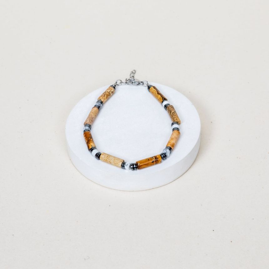 Bracelet Dan - Jaspe Paysage, Howlite, Hématite