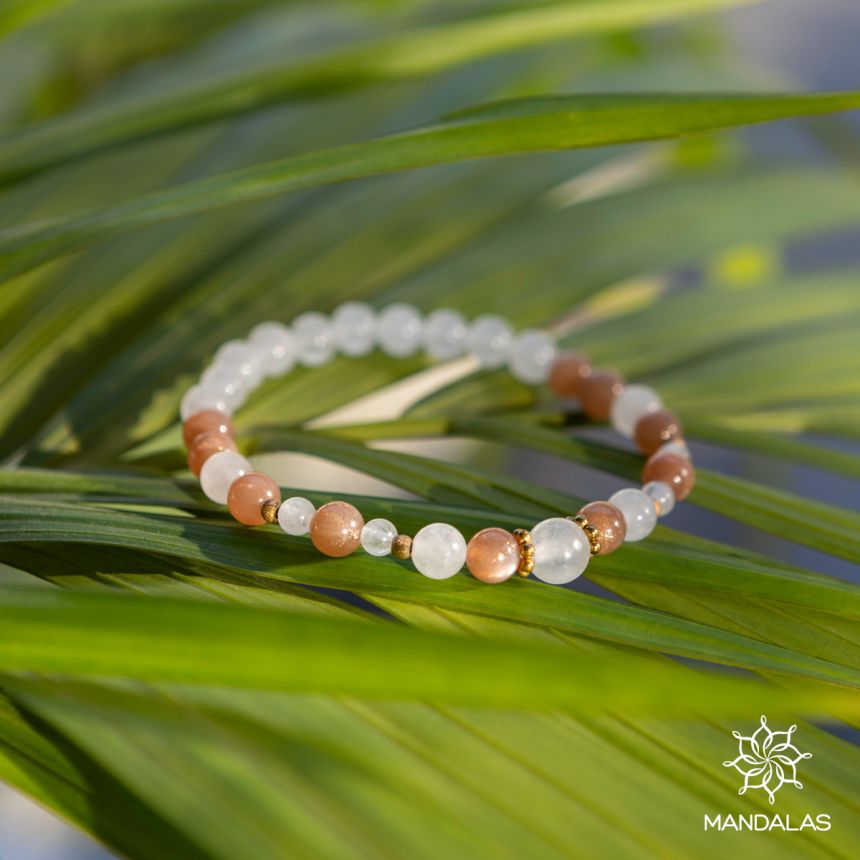 Bracelet Joy - Pierre du soleil, Jade blanc
