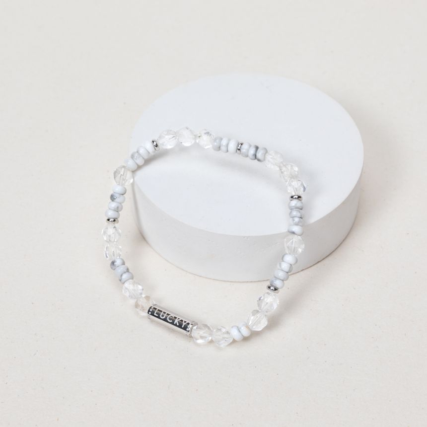 Bracelet Cleo - Howlite, Cristal de roche