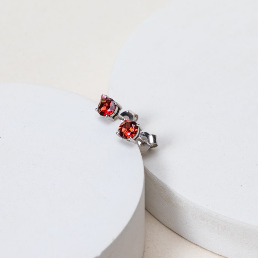 Boucles d'oreilles puces Mohan - Grenat