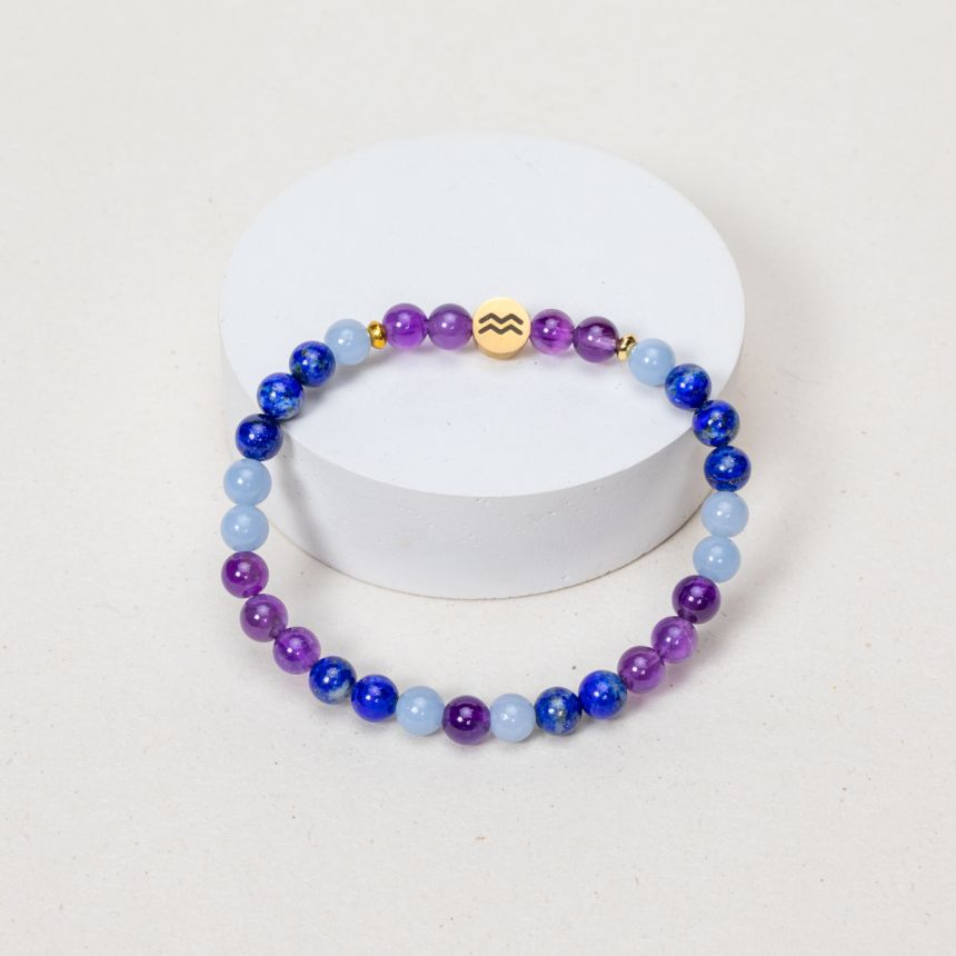 Bracelet Verseau - Lapis Lazuli, Améthyste, Angelite