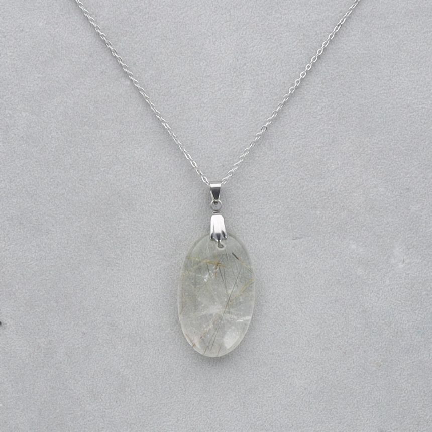 Quartz vert Rutile percé 22