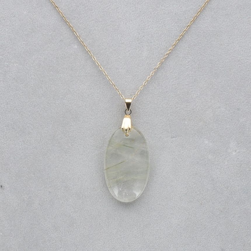 Quartz vert Rutile percé 23